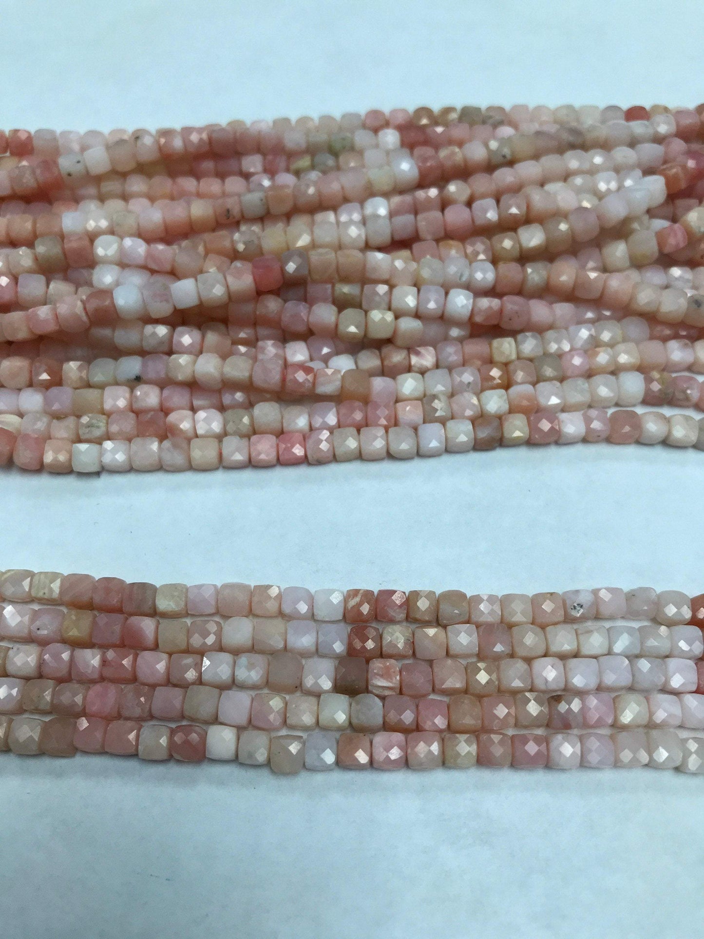 Opal, Pink Opal facetted square, opal beads, facetted box,