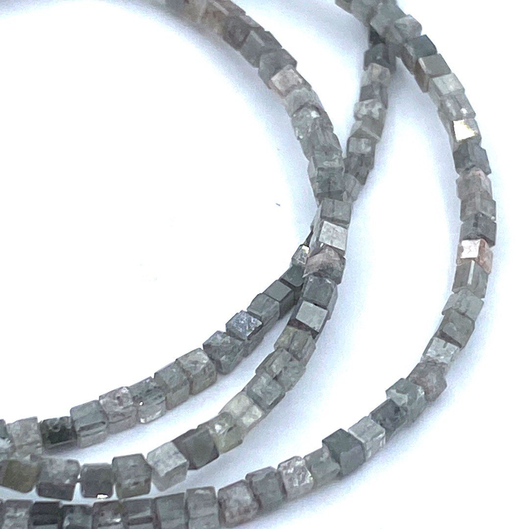 Gray Diamond Beads Square, 15 inch strand,Natural Gray Diamond Cubes,