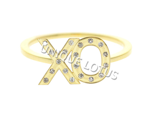 XO Shape 14k Solid Gold Diamond Pendants/Ring. Genuine handmade pave diamond Pendant.1 4k Solid Gold Diamond Pendants.