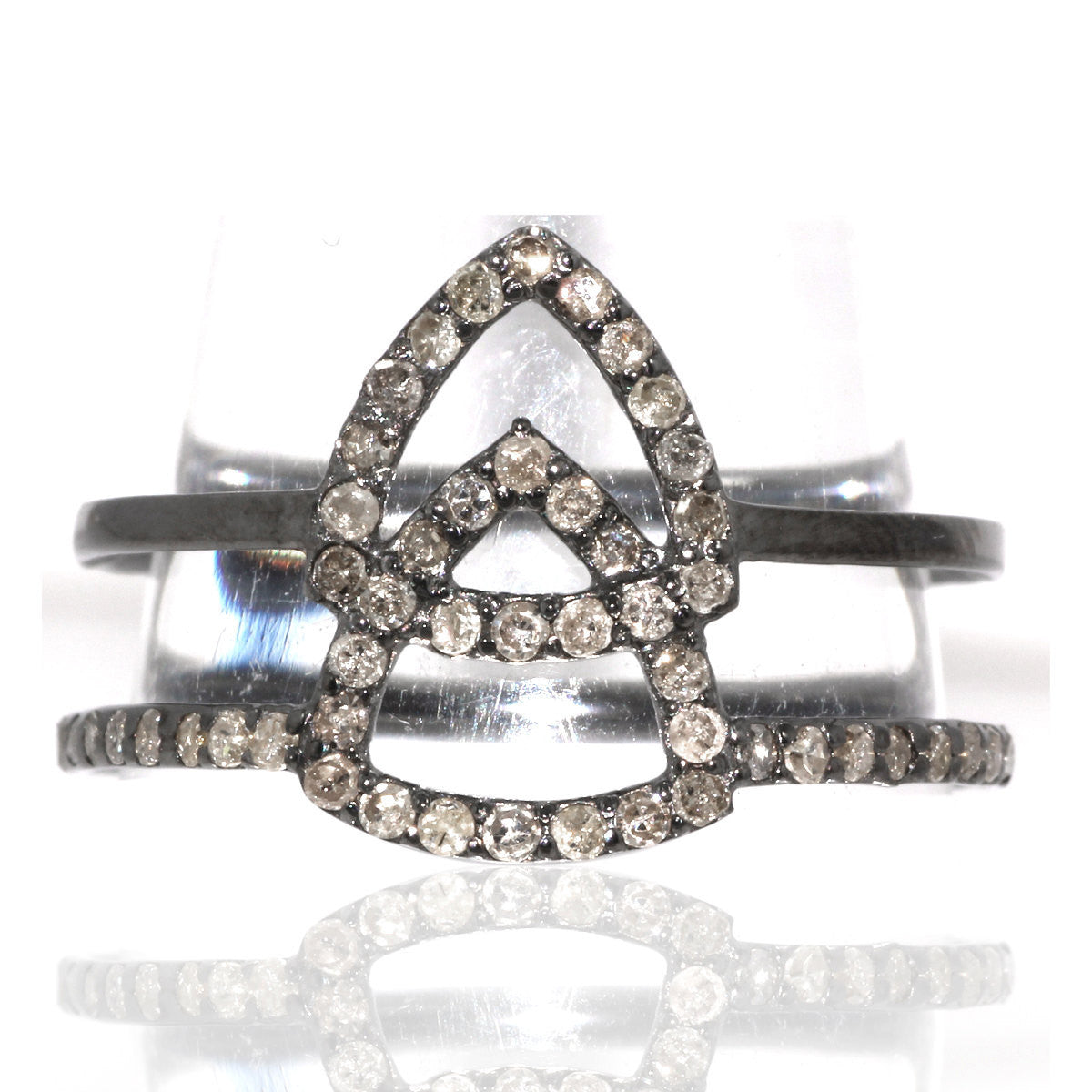 Diamond and Silver Black Rhodium Finish Ring.