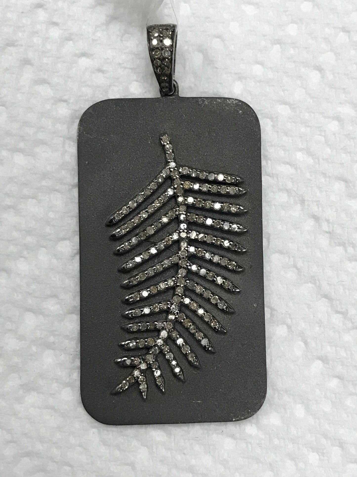 Rectangle with Embedded Leaf Diamond Pendants & Charms
