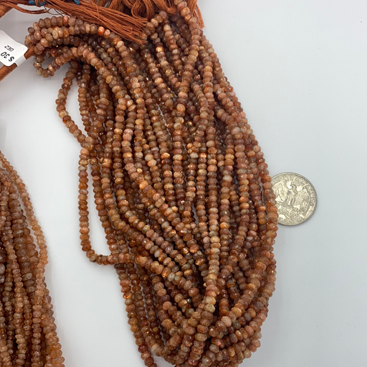 Sunstone Roundel Beads Facetted 3-4mm