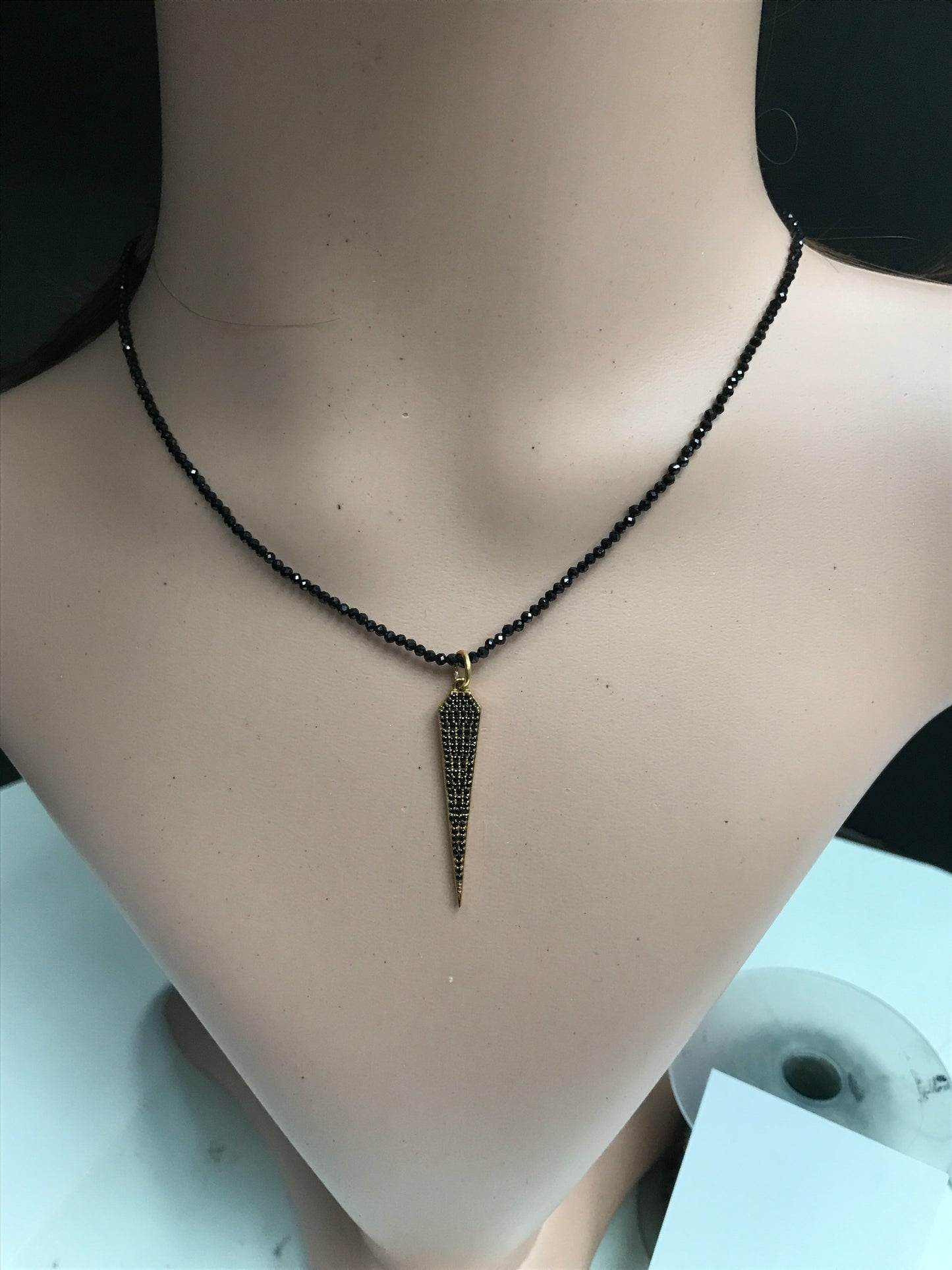 Spike Black Spinel Charm