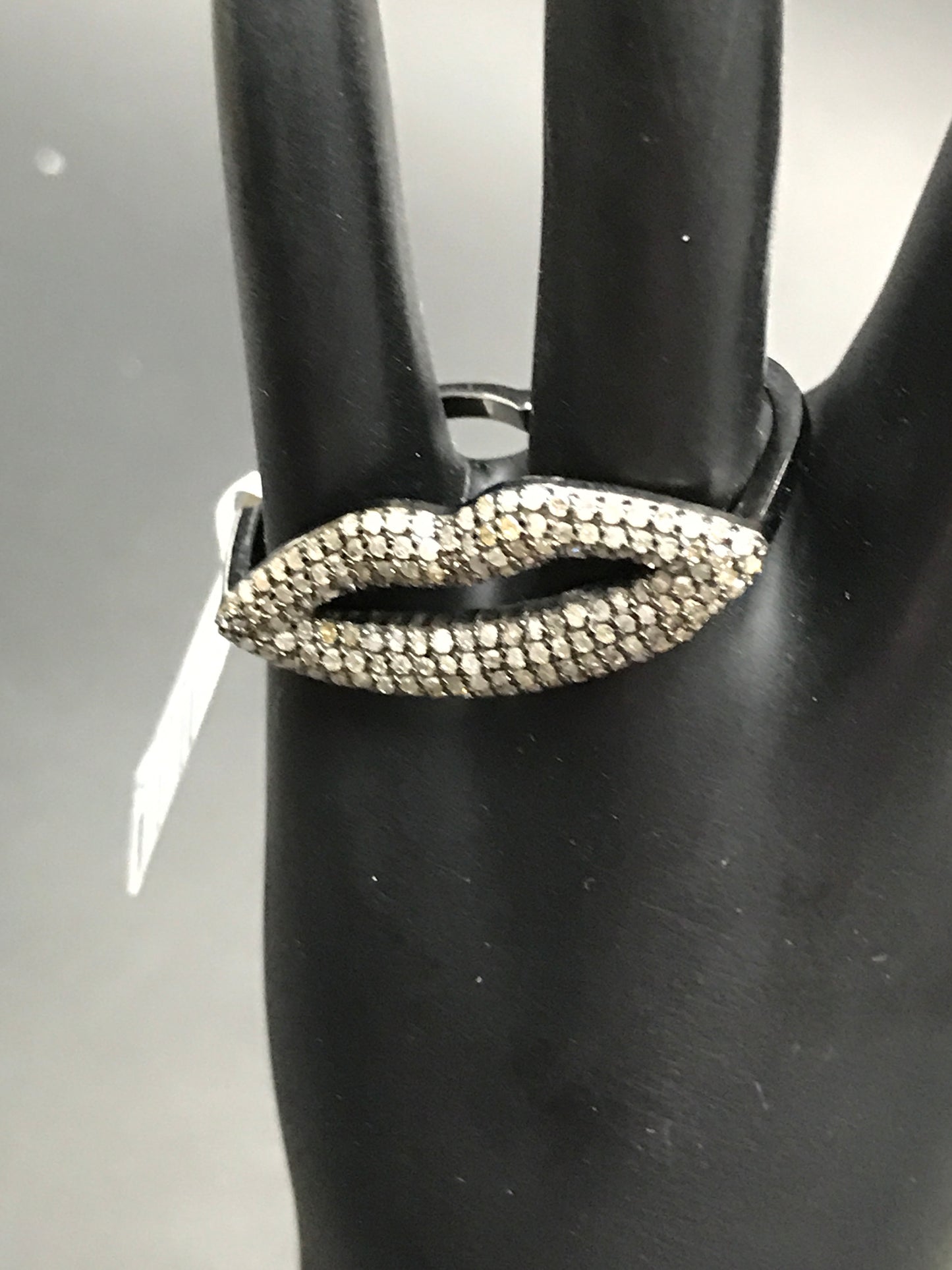 Lipes Pave Diamond Ring .925 Oxidized Sterling Silver Diamond Ring, Genuine handmade pave diamond Ring Size Approx 1.28"(13 x 32 MM)