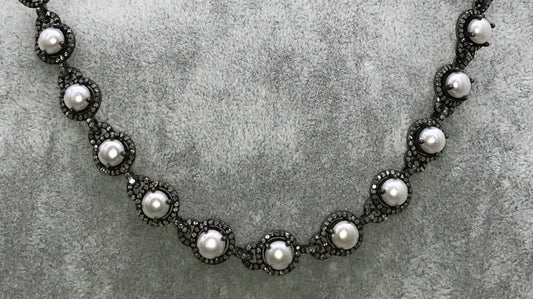Pearls and Diamond Link Chain Necklace