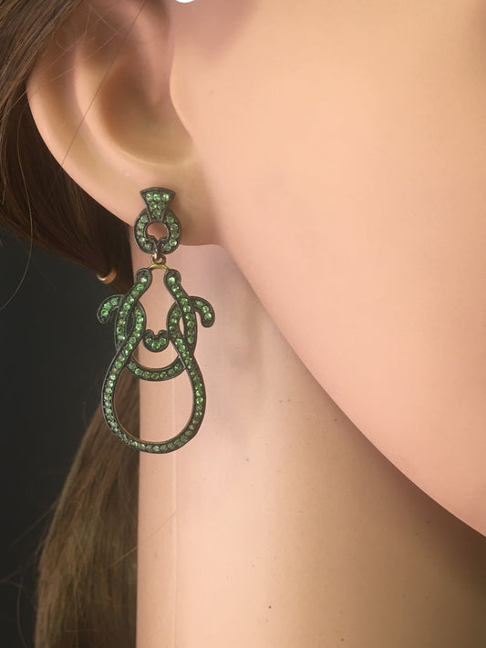 Tsavorite Silver Earring .925 Oxidized Sterling Silver Tsavorite Earring, Genuine handmade pave Tsavorite Earring.