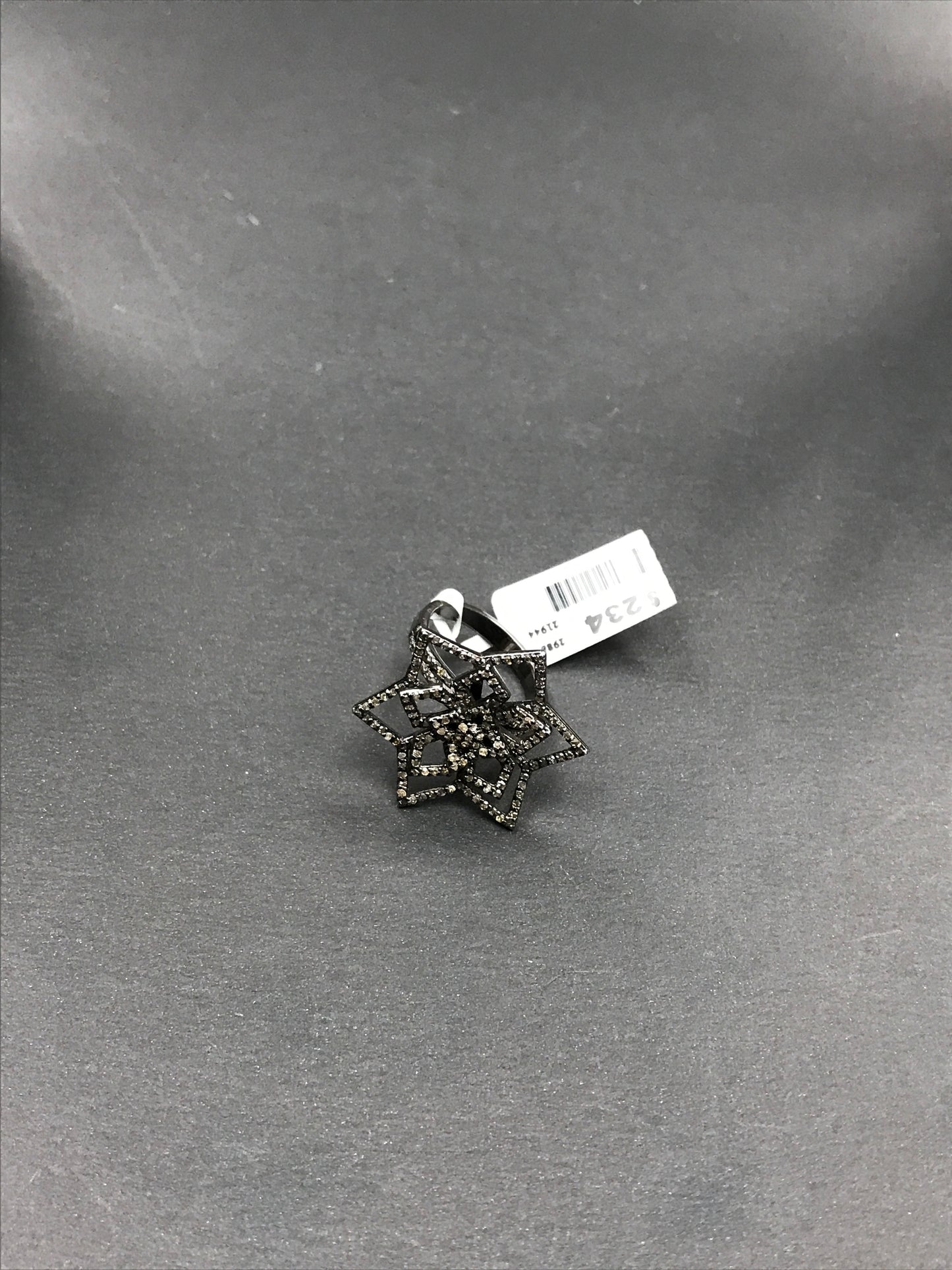 Diamond Flower Diamond Ring, Pave Diamond Ring, Pave Flower Ring, Approx 27 x 27mm. Sterling Silver