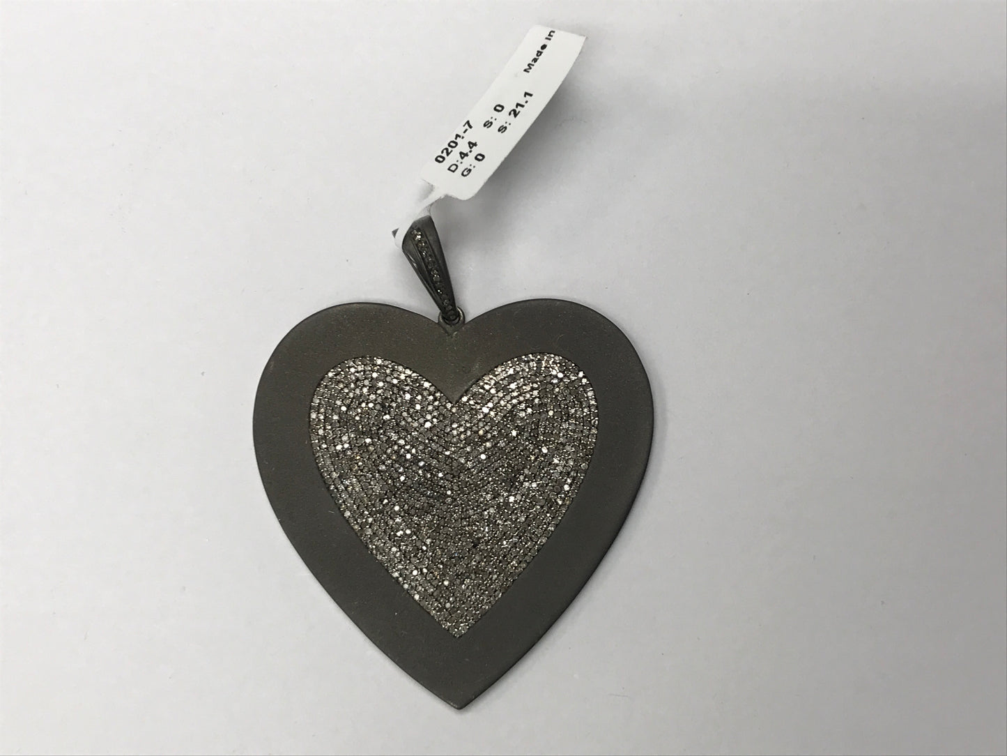 Heart Shape Silver and Diamond Pave PENDANT & CHARMS Approx 51 x 50 MM