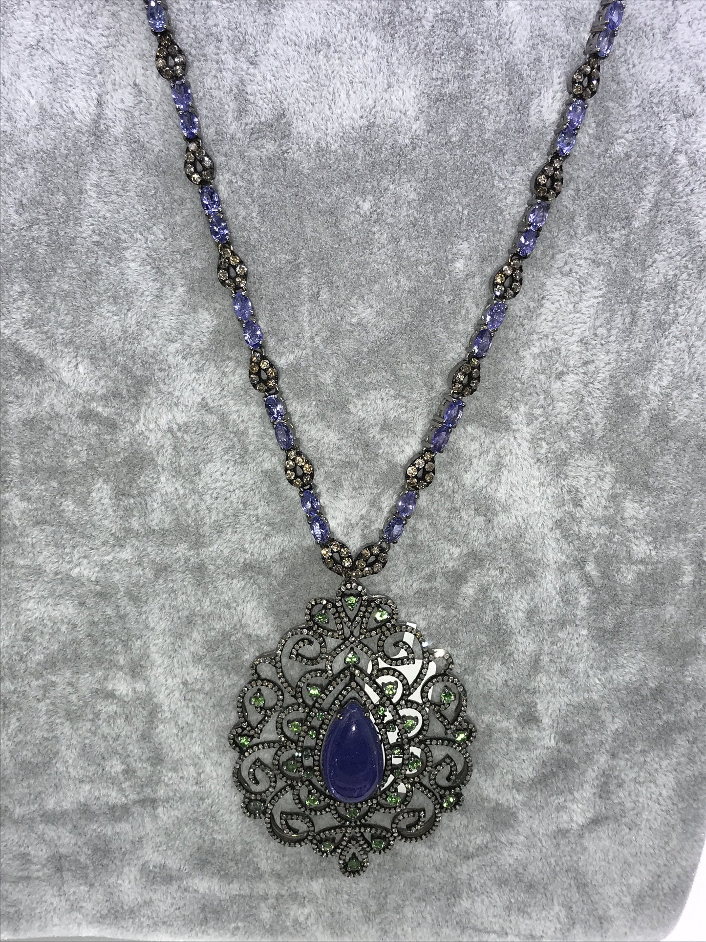 Tanzanite and Diamond Designer long Necklace