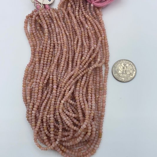 Opal, Pink Opal Roundel Beads Facetted 3-4mm