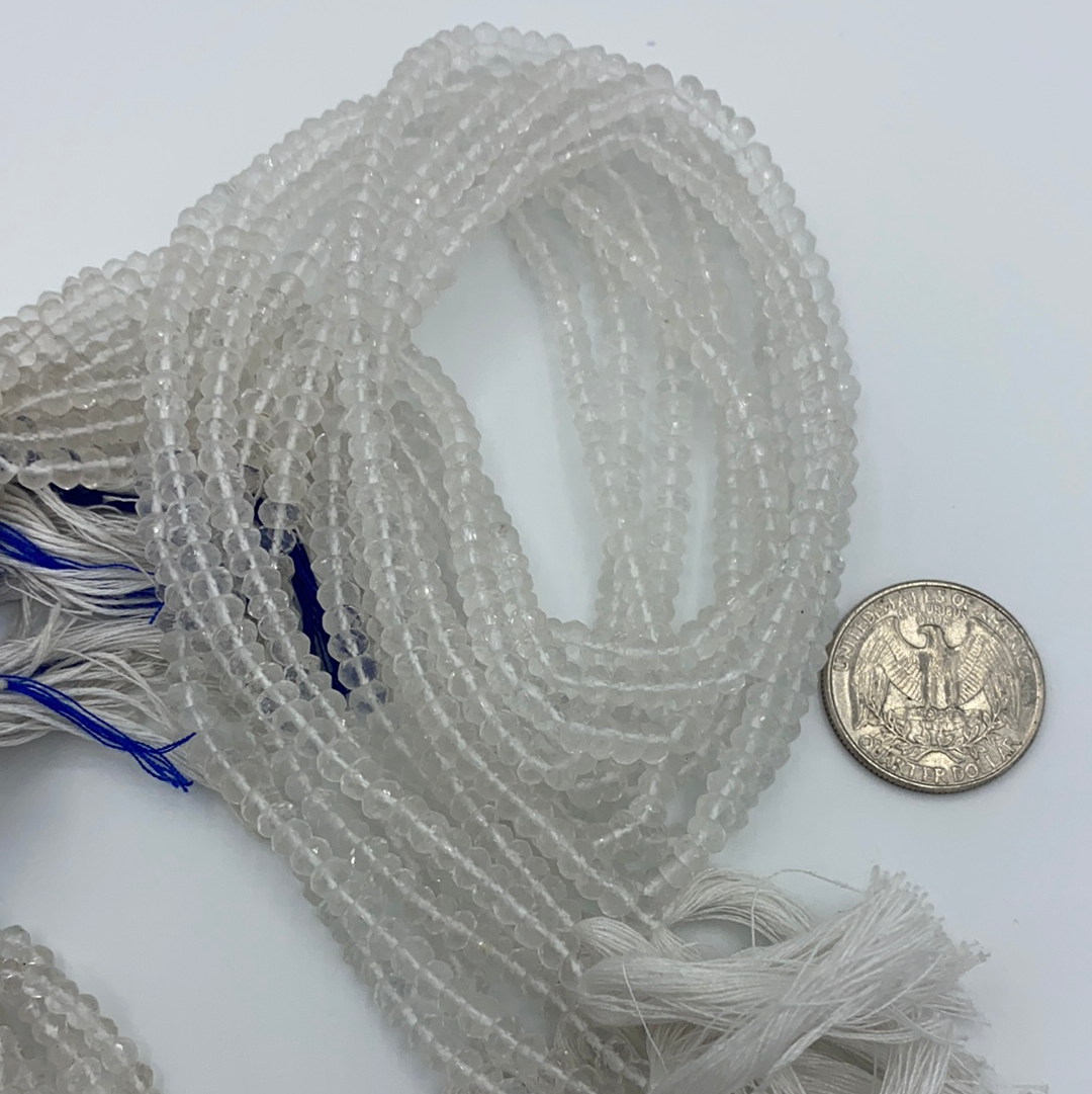 Quartz, Crystal Quartz Beads Facetted 3-4mm