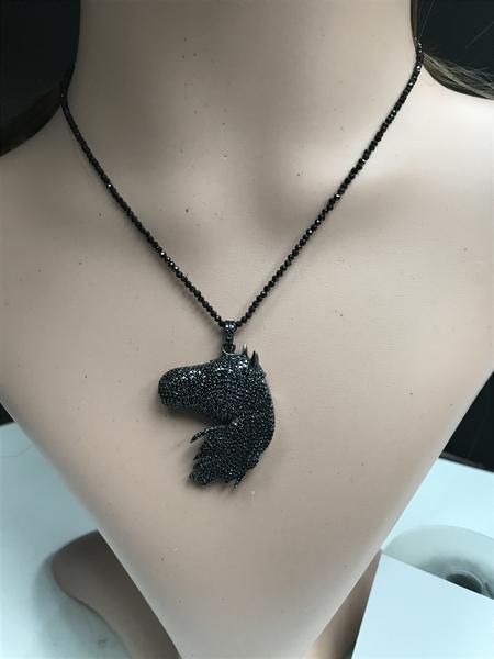 Horse Head Black Spinel Charm