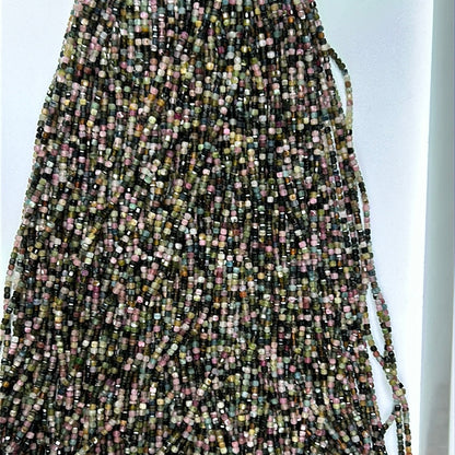 Tourmaline, Multi Tourmaline beads faceted square
