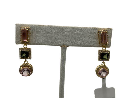 14k Gold Tourmaline Diamond Earring