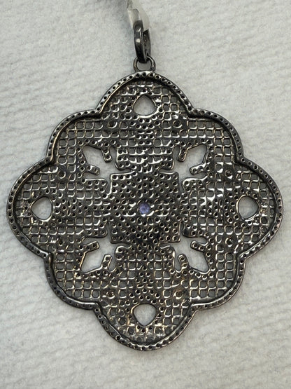 Diamond Pendant Pave Silver Pendant