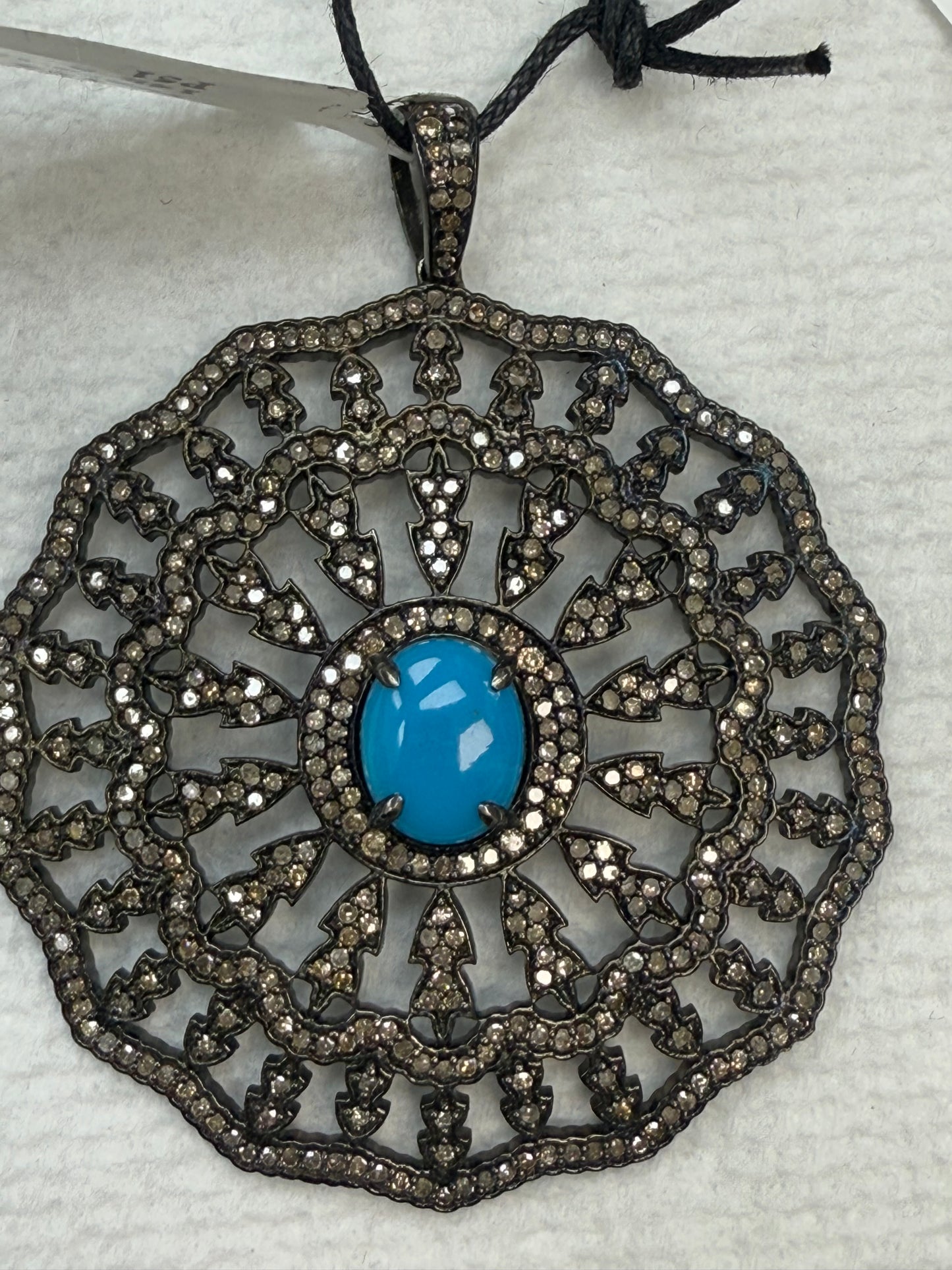 Turqouise Silver and Diamond Pave  PENDANT & CHARMS