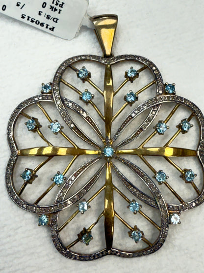 Flower Silver and Diamond Pave  PENDANT & CHARMS