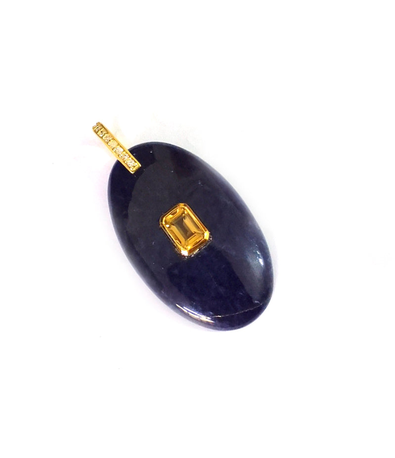 Sodalite Silver Pave Diamond Pendant