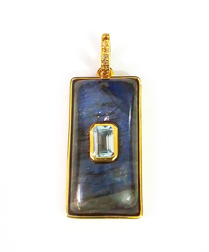 Rectangle Silver Pave Diamond Pendant