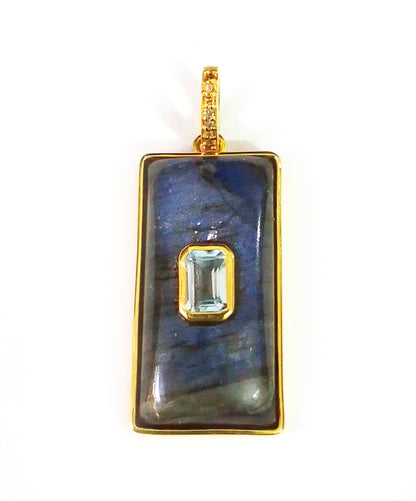Rectangle Silver Pave Diamond Pendant