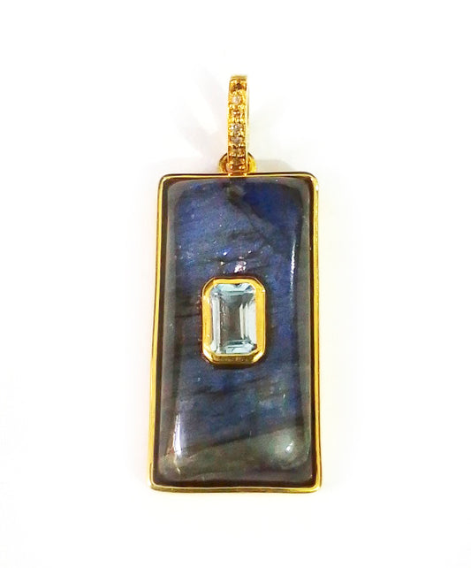 Rectangle Silver Pave Diamond Pendant