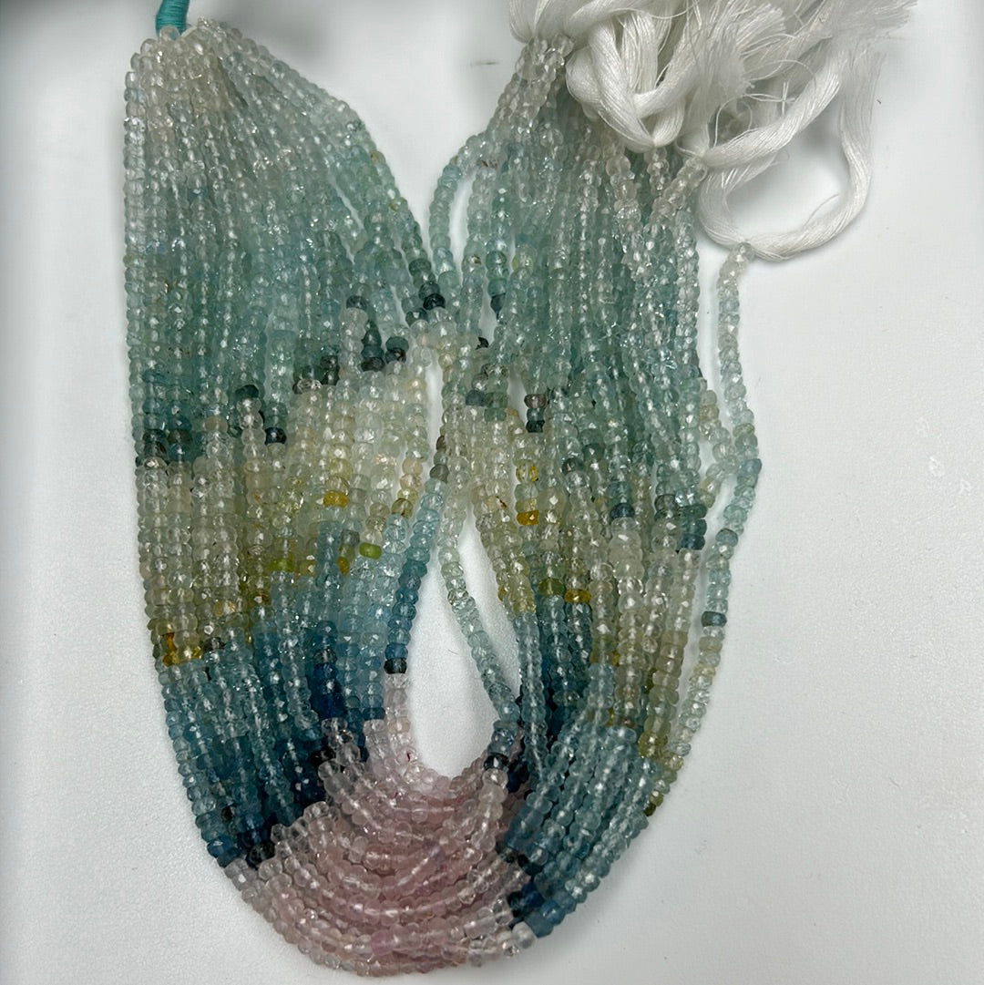 Aquamarine Beads Faceted Roundelle