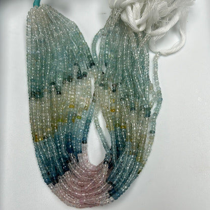 Aquamarine Beads Faceted Roundelle