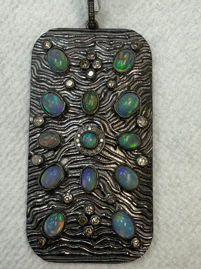 Silver and Diamond Pave  PENDANT & CHARMS With Stone