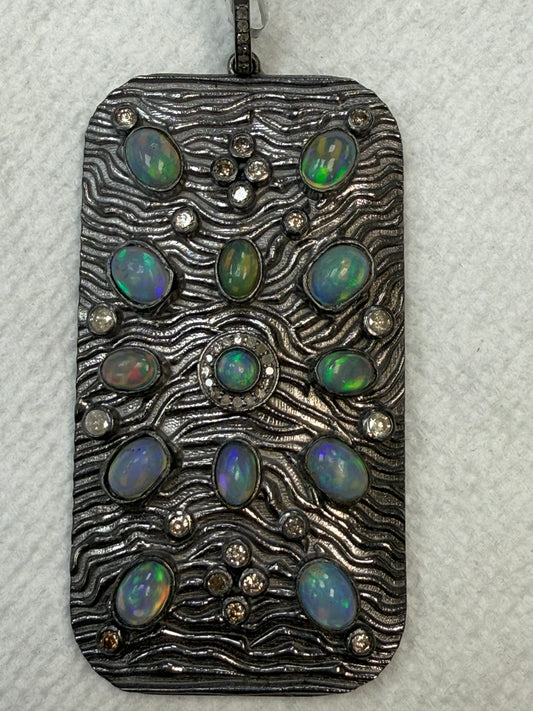 Silver and Diamond Pave  PENDANT & CHARMS With Stone