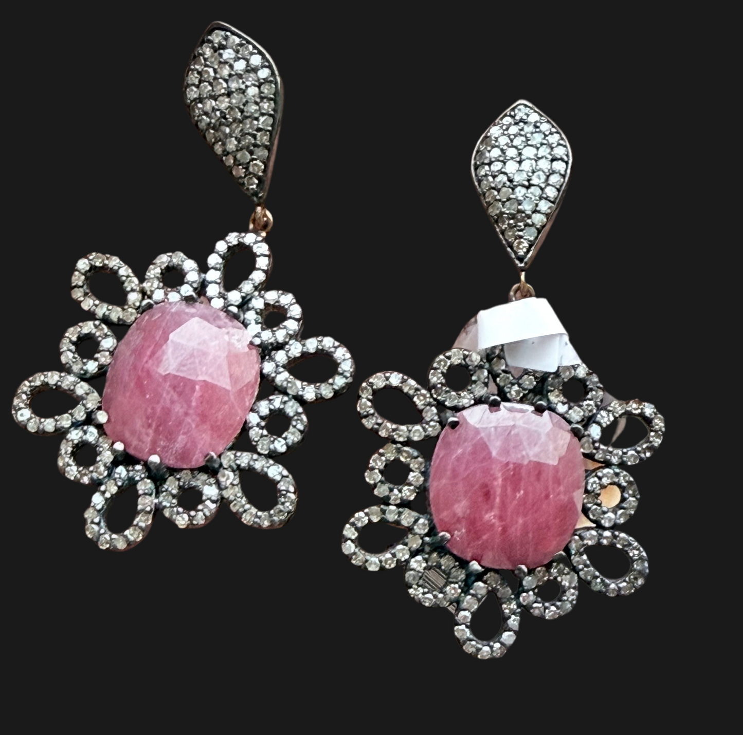 Ruby Natural Slice and Diamond Earring