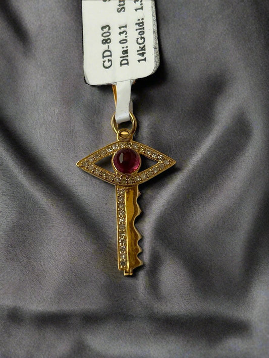14K Gold Key Shape Pendants