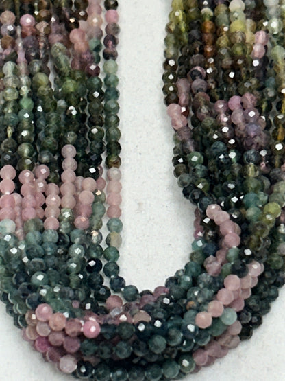 TOURMALINE BEADS ROUND FACETED 3-4MM