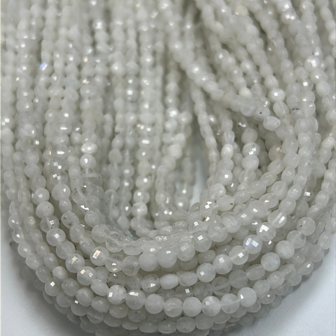Moonstone, Rainbow Moonstone Beads Faceted Coin,Natural Moonstone
