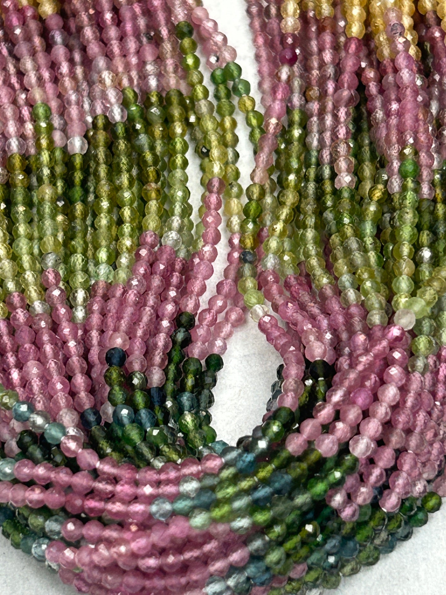 TOURMALINE BEADS ROUND FACETED 3-4MM