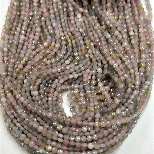 Aquamarine, Morganite Aquamarine Beads Faceted Coin