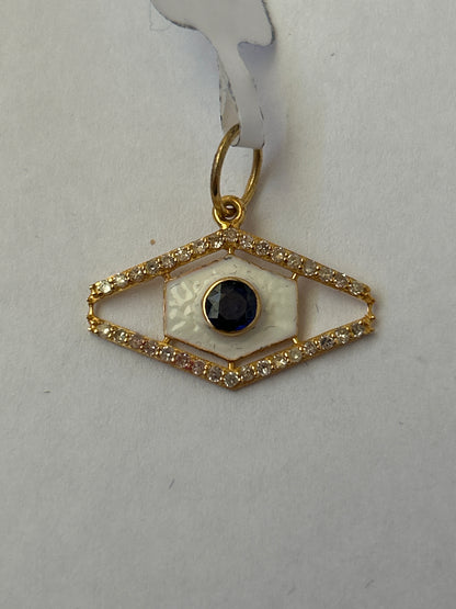 14K Gold Eye Shape Pendant