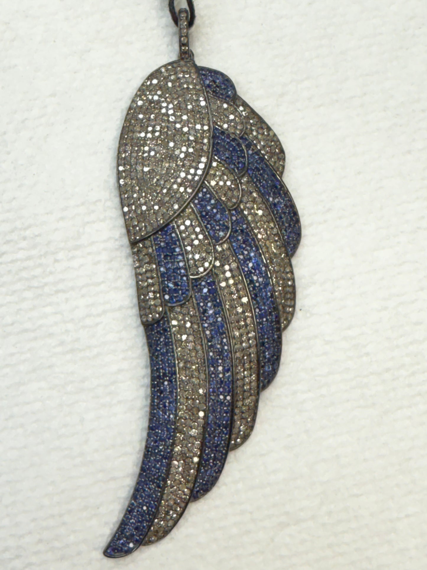Feather Silver and Diamond Pave  PENDANT & CHARMS With Stone