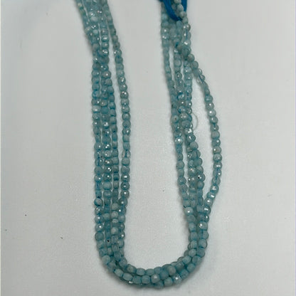 Aquamarine Beads Faceted Coin