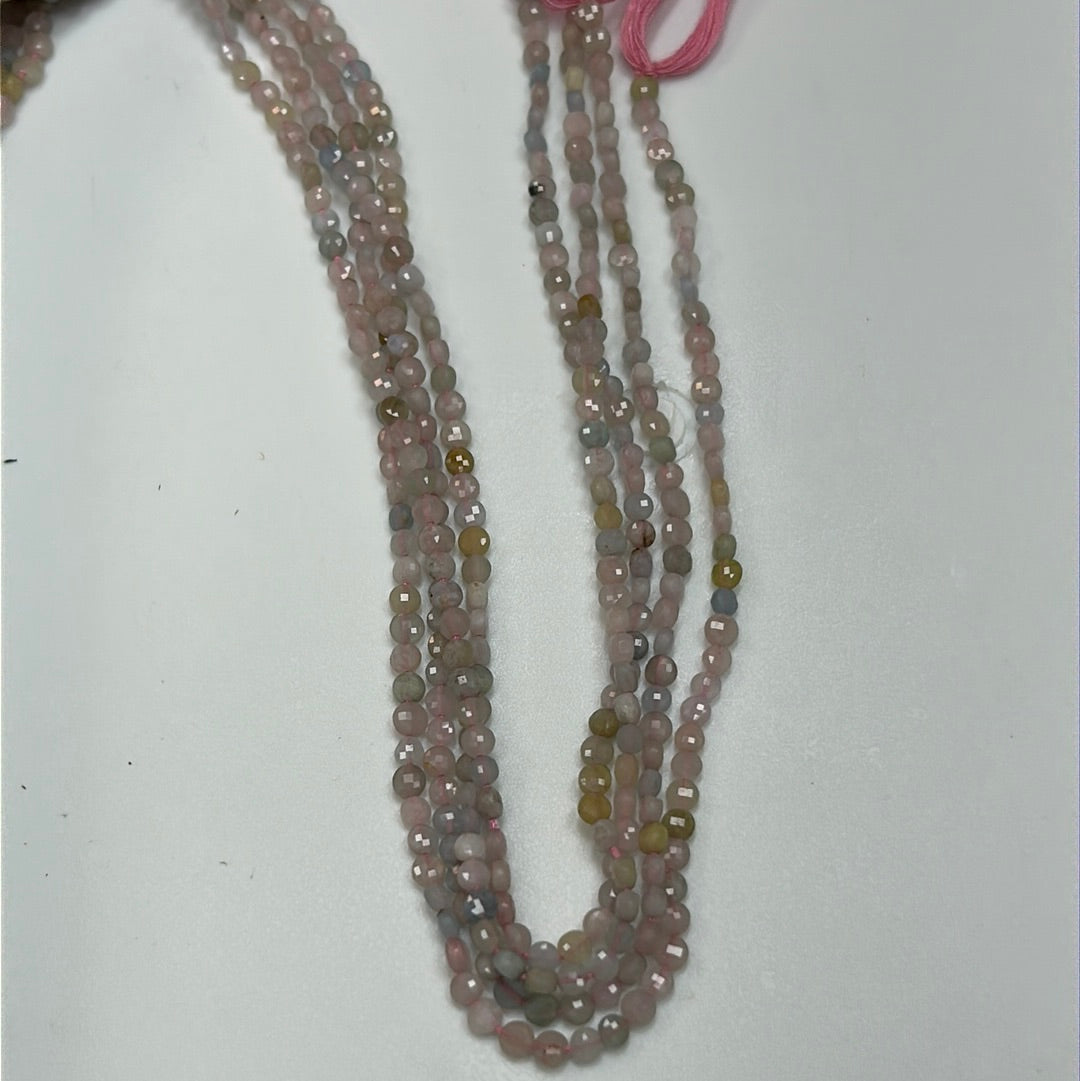 Aquamarine, Morganite Aquamarine Beads Faceted Coin