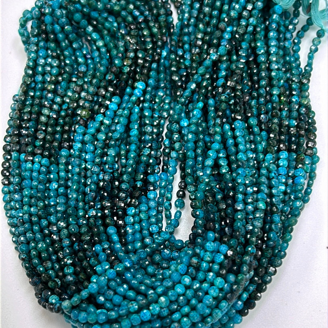 Chrysocolla Beads Faceted Coin