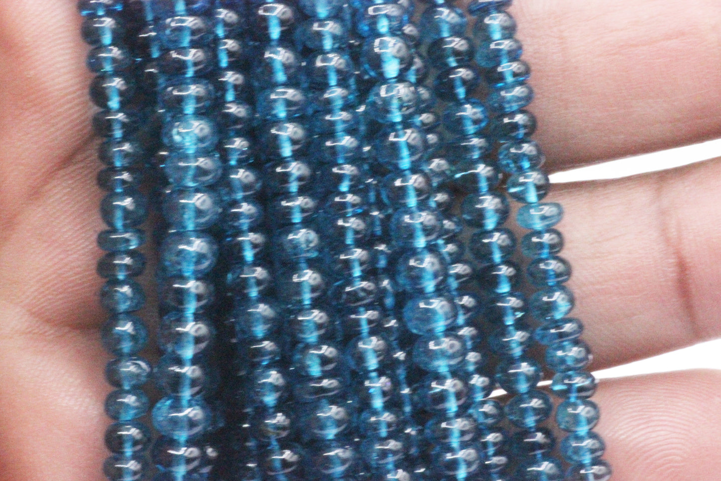 Topaz, Mystic Blue Topaz Smooth Roundel Beads