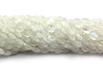 Moonstone, Rainbow Moonstone Faceted Oval Beads
