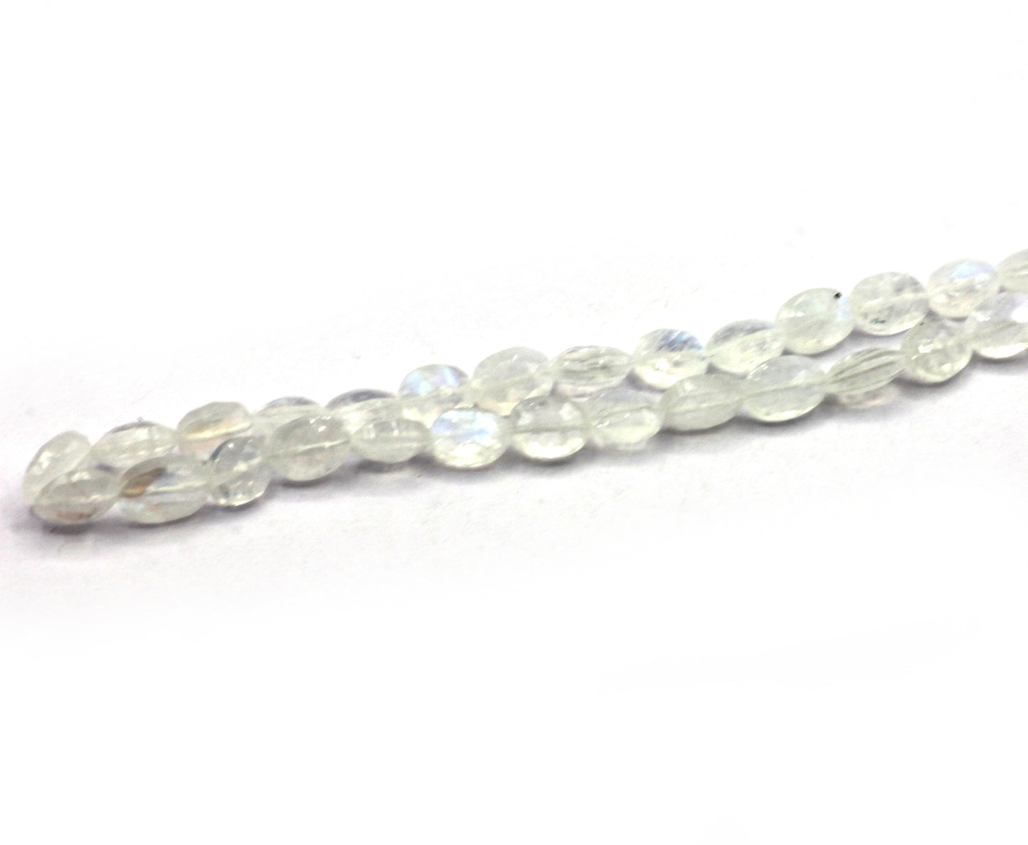 Moonstone, Rainbow Moonstone Faceted Oval Beads