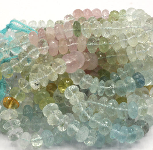 Aquamarine Faceted Roundel Beads