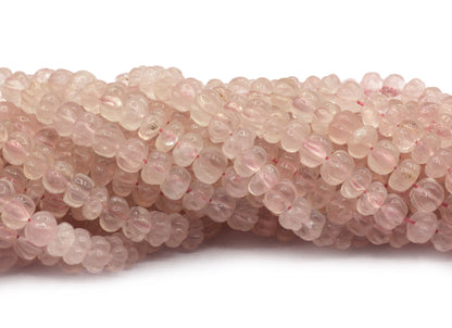 Quartz, Rose Quartz carved pumpkin beads