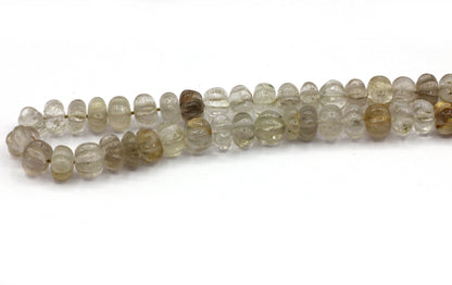 Quartz, Golden Rutilated Quartzs Carved Pumpkin Beads