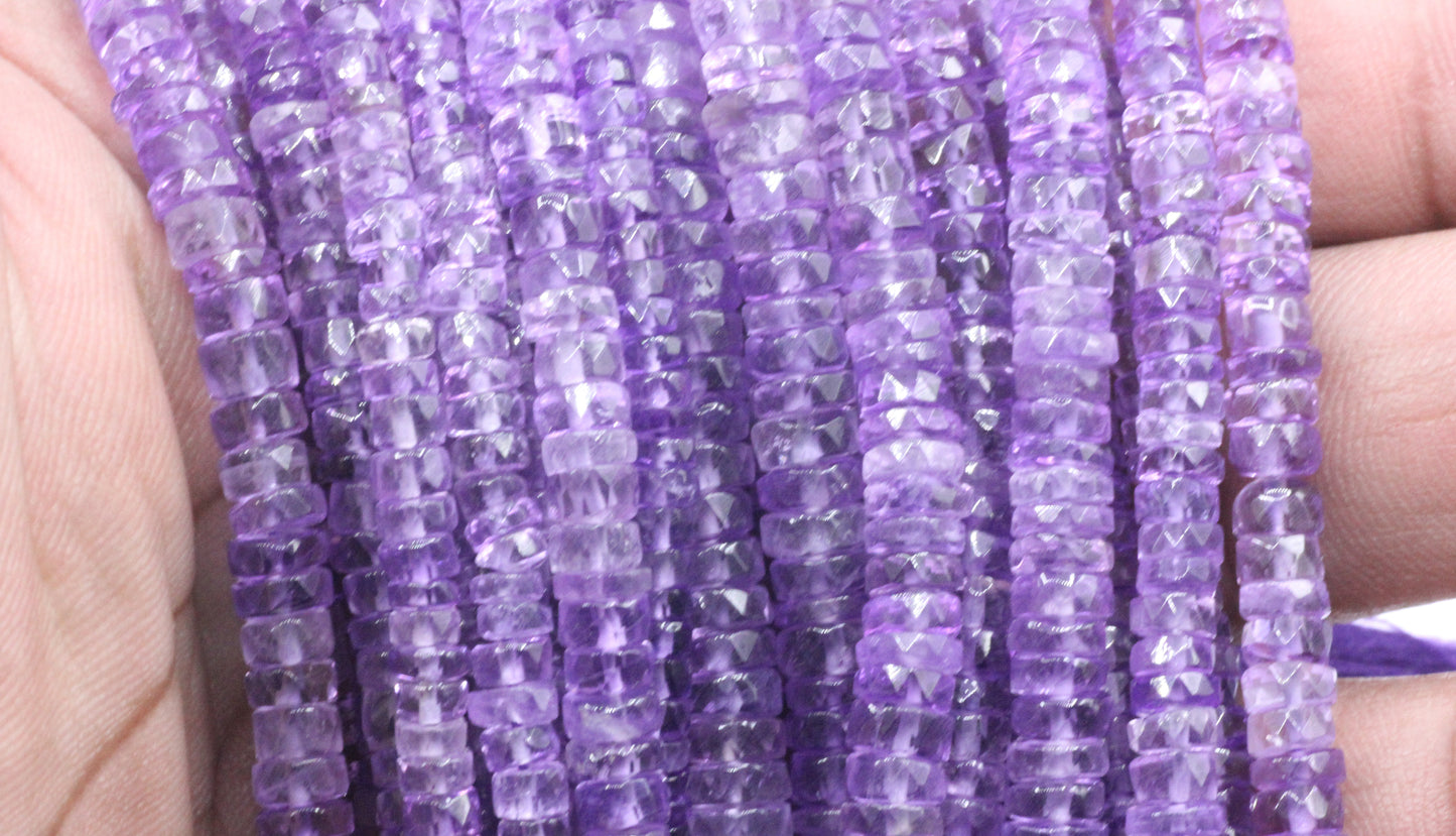 Amethyst Beads Faceted Heshi, Faceted Donut, Faceted Tyre