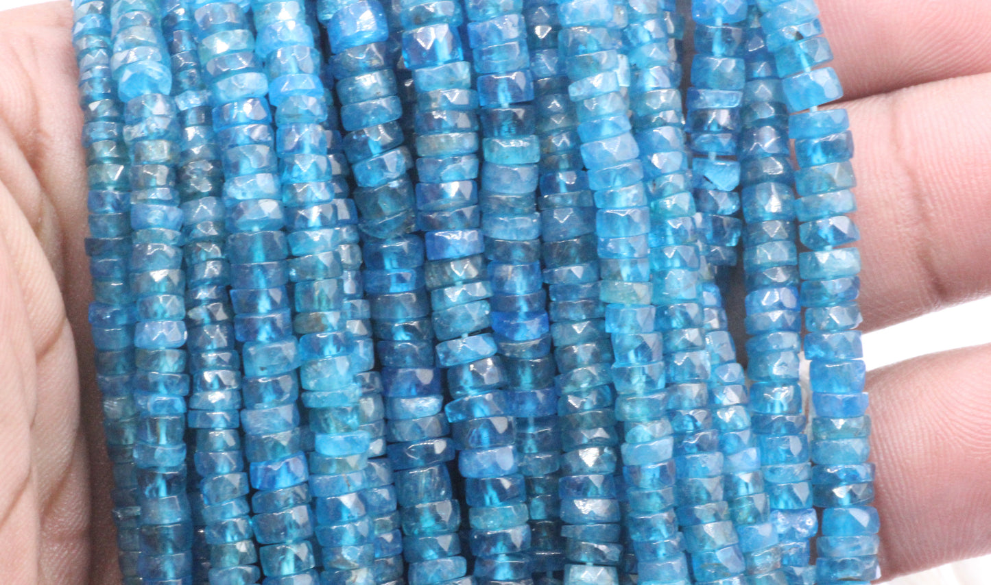 Apatite Beads Faceted Heshi, Faceted Donut, Faceted Tyre