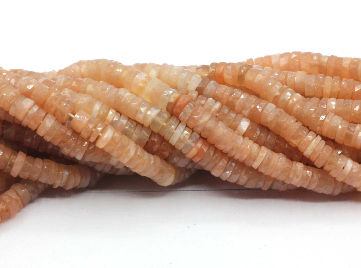 Moonstone, Peach Moonstone Beads Faceted Heshi, Faceted Donut, Faceted Tyre