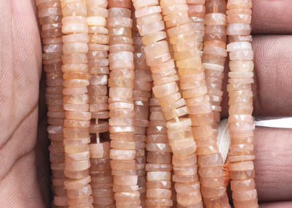 Moonstone, Peach Moonstone Beads Faceted Heshi, Faceted Donut, Faceted Tyre